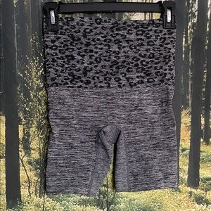 bebe Gray Leopard Print Athletic Shorts